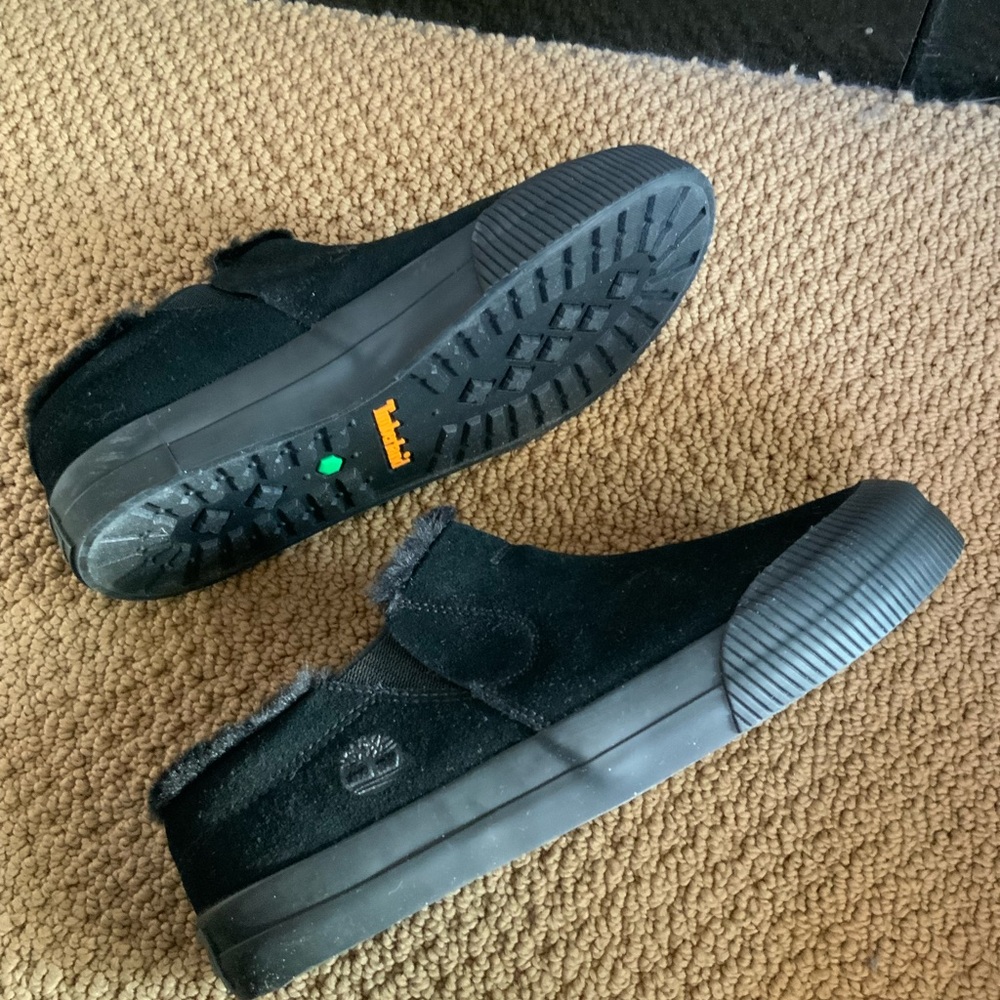 Timberland Black Fur-Lined Suede Slip-Ons - Picture 5 of 5